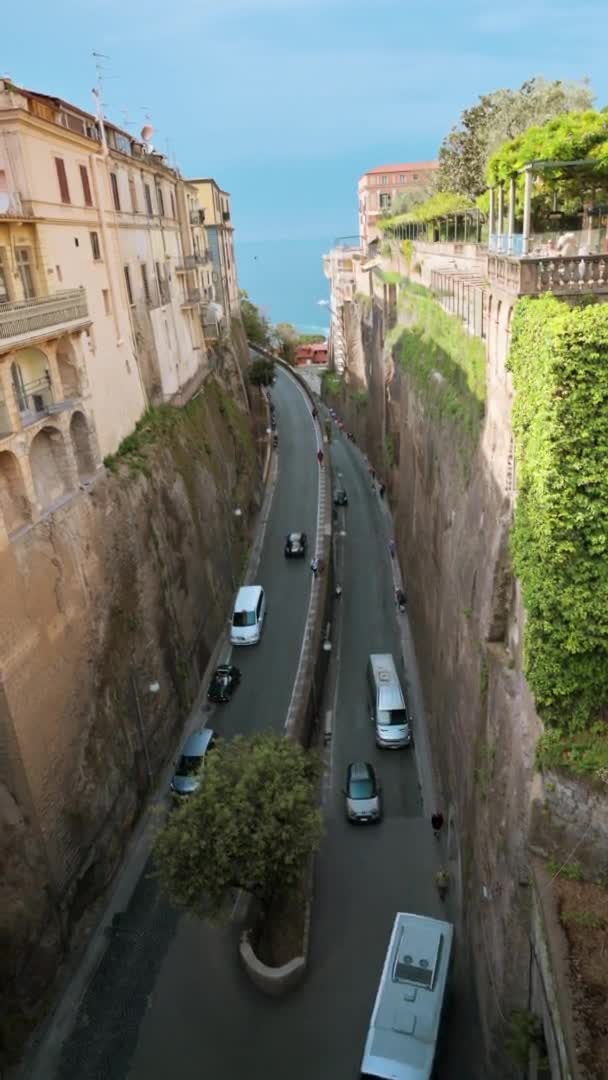 Street View Sorrento Located Tyrrhenian Sea Coast Italy Road Located — Stockvideo