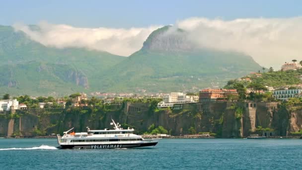 Sanremo Italy June 2022 View Tyrrhenian Sea Coast Floating Ship — Stock Video