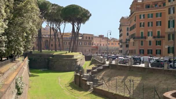 Roma Talya Haziran 2022 Şehir Merkezinin Sokak Manzarası Sokaklar Yeşillik — Stok video