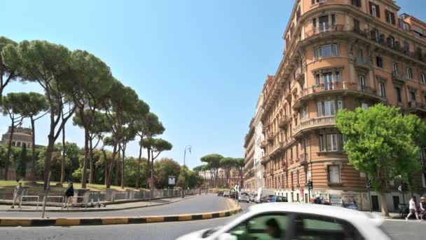 Rome Italy June 2022 Street Scape Centre City Street Greenery — Stockvideo