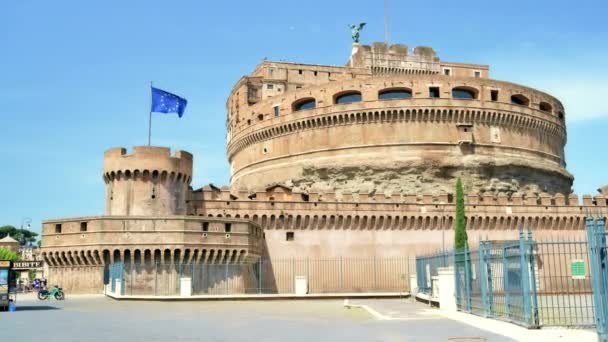 Rzym Włochy Czerwca 2022 Widok Zamek Świętego Anioła Ludźmi Przed — Wideo stockowe