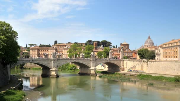 Rome Italy June 2022 Timelapse View Tiber River Center Rome — 图库视频影像