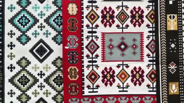 Carpet Made National Style Romania — Stockvideo