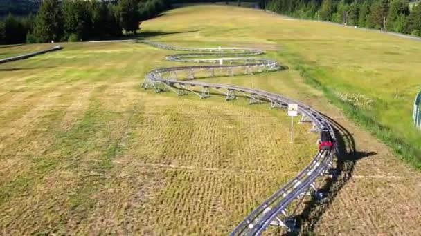 Ceahlau Romania June 2022 Aerial Drone View Summer Toboggan Alpine — Vídeo de Stock