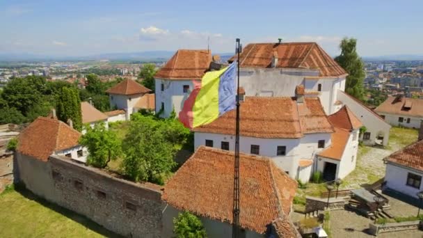 Αεροφωτογραφία Κηφήνας Της Ακρόπολης Στο Brasov Ρουμανία Μεσαιωνικό Φρούριο Στην — Αρχείο Βίντεο