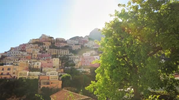 Street Scape Positano Located Tyrrhenian Sea Coast Italy Rows Residential — Vídeos de Stock