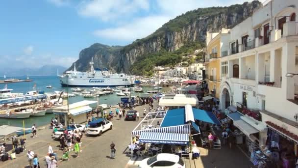 Capri Italy June 2022 View Sea Port Town Moored Boats — ストック動画