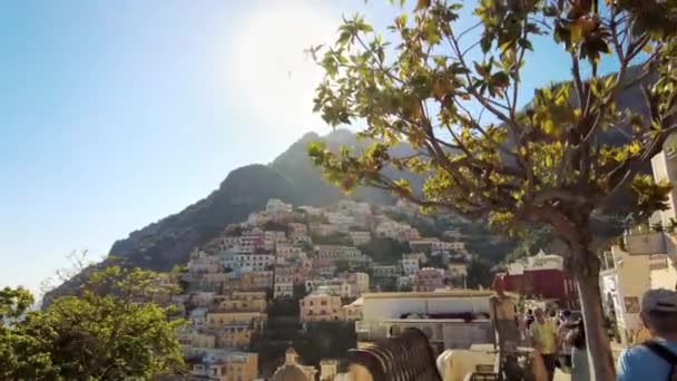 Positano Italy June 2022 Street Scape Town Located Tyrrhenian Sea — Stockvideo