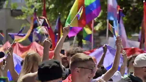 Chisinau Moldova June 2022 Lots People Gay Pride Parade City — Vídeos de Stock