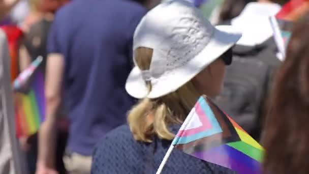 Chisinau Moldova Junho 2022 Muitas Pessoas Desfile Orgulho Gay Centro — Vídeo de Stock