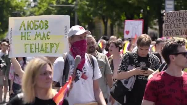 Chisinau Moldova June 2022 Lots People Gay Pride Parade City — Stockvideo