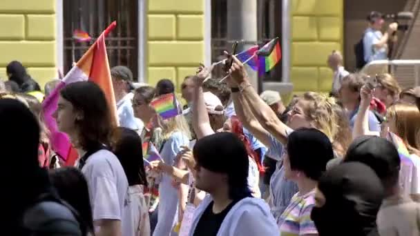 Chisinau Moldova June 2022 Lots People Gay Pride Parade City — Wideo stockowe
