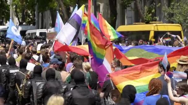 Chisinau Moldova Juni 2022 Viele Menschen Und Polizisten Bei Der — Stockvideo