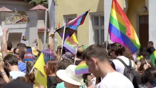 Chisinau Moldova Junio 2022 Mucha Gente Desfile Del Orgullo Gay — Vídeos de Stock