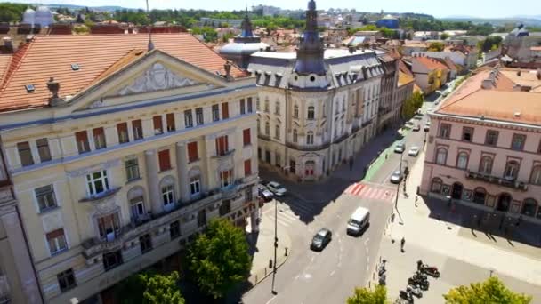 Cluj Romania July 2022 Aerial Drone View City Centre Cityscape — Stockvideo
