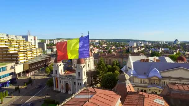 Cluj Romania July 2022 Повітряний Безпілотний Вид Церкву Благовіщення Таргу — стокове відео
