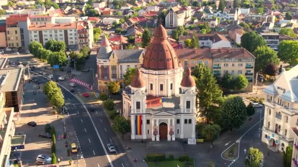 Cluj Romania July 2022 Aerial Drone View Church Annunciation Targu — Vídeo de stock