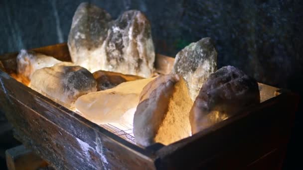 Salina Turda Αλατωρυχείο Στη Ρουμανία Πέτρες Από Ορυκτό Αλάτι — Αρχείο Βίντεο