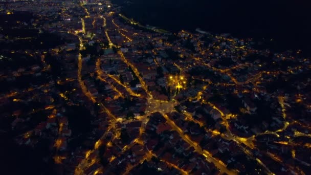 Aerial Drone View Saint Nicholas Church Brasov Night Romania Medieval — Wideo stockowe