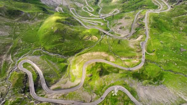 Aerial Drone View Nature Romania Transfagarasan Route Carpathian Mountains Moving — Vídeo de Stock