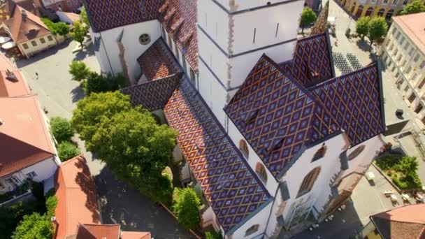 Aerial Drone View Historic Centre Sibiu Romania Sibiu Lutheran Cathedral — Stok video