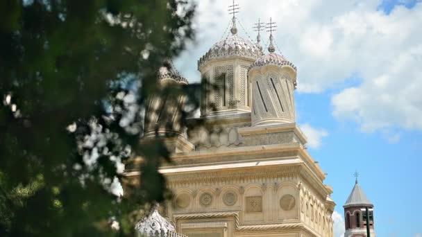Curtea Arges Monastery Romania Main Cathedral Facade — Stockvideo