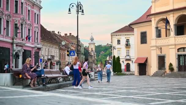 Brasov Romania July 2022 View Old City Centre Council Square — Video