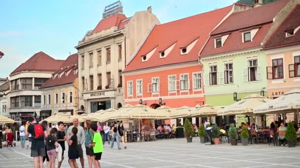 Brasov Romania July 2022 View Old City Centre Council Square — Vídeo de stock