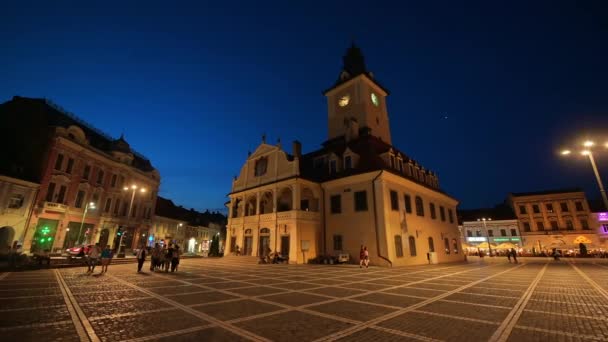 Brasov Romania July 2022 View Old City Centre Night Council — Vídeo de stock