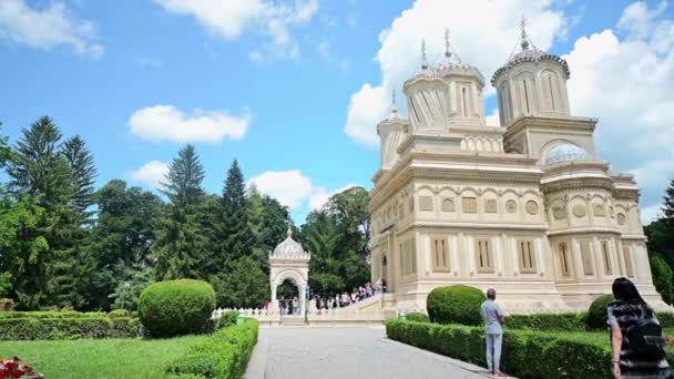 Curtea Arges Romania July 2022 Curtea Arges Monastery Main Cathedral — Vídeo de Stock