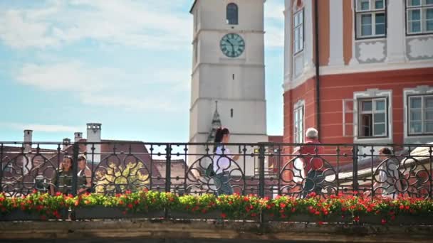 Sibiu Romania July 2022 View Historic Centre Town Square Old — Stok video