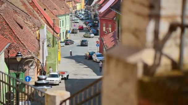 Sibiu Romania July 2022 View Historic Centre Town Street Old — Stockvideo
