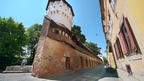 Sibiu Romania July 2022 View Historic Centre Town Street Old — Stock Video