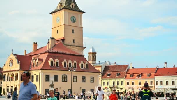 Brasov Romania July 2022 View Old City Centre Council Square — Stock video
