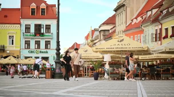 Brasov Romania July 2022 View Old City Centre Council Square — Vídeo de stock