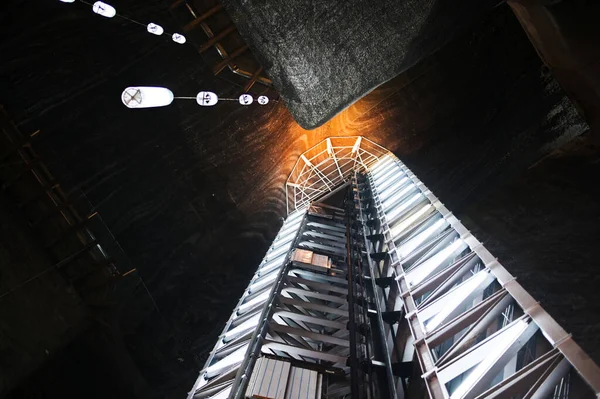 Salina Turda Salt Mine Romania Elevator Illumination — Photo