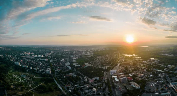 Aerial Drone View Chisinau Downtown Sunset Roads Parks Greenery Multiple — Stock Fotó