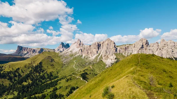 Dolomite Alps Italy View Mountains Greenery Slopes — Stok fotoğraf