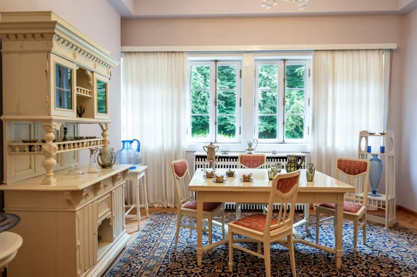 Pelisor Castle Interior Romania Room Kitchen Furniture Classic Design — Fotografia de Stock