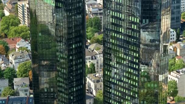 Vista Panorámica Frankfurt Desde Rascacielos Alemania Múltiples Edificios Residenciales Oficinas — Vídeos de Stock