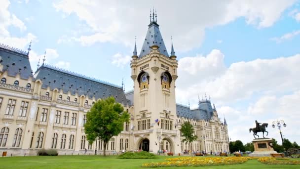 Iasi Roemenië August 2022 Luchtfoto Van Het Paleis Van Cultuur — Stockvideo