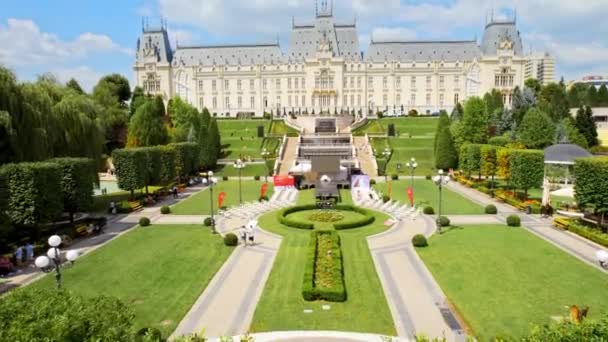 Iasi Roemenië August 2022 Luchtfoto Van Het Paleis Van Cultuur — Stockvideo