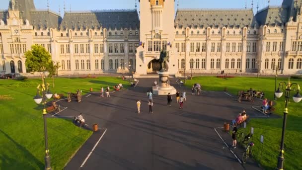 Iasi Romania August 2022 Aerial Drone View Palace Culture Downtown — Stockvideo