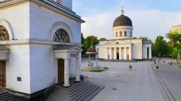 Chisinau Moldova August 2022 Luchtfoto Van Stad Bij Zonsondergang Central — Stockvideo