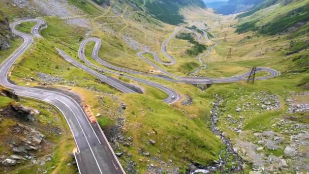 Aerial Drone View Nature Romania Transfagarasan Route Carpathian Mountains Moving — Video Stock