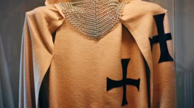 Exhibit in the museum of the Bran Castle, Romania. Close view of a medieval clothing with armor