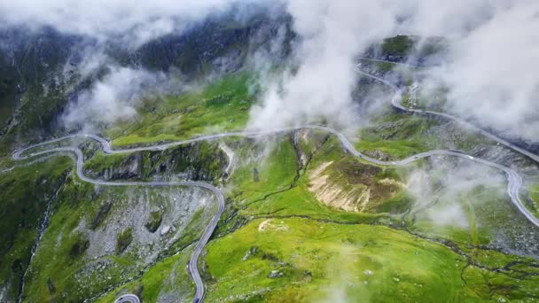 Aerial Drone View Nature Romania Transfagarasan Route Carpathian Mountains Moving — Stockvideo