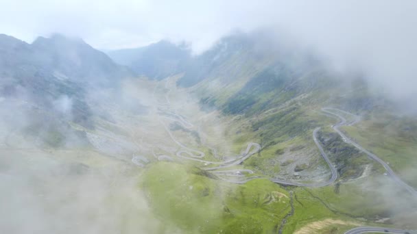 Aerial Drone View Nature Romania Transfagarasan Route Carpathian Mountains Moving — Vídeos de Stock