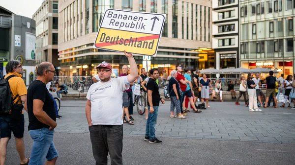 Frankfurt Alemanha Setembro 2022 Vista Rua Centro Cidade Praça Com — Fotografia de Stock