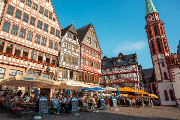 Frankfurt Germany September 2022 Вид Роемерберг Під Час Заходу Сонця — стокове фото